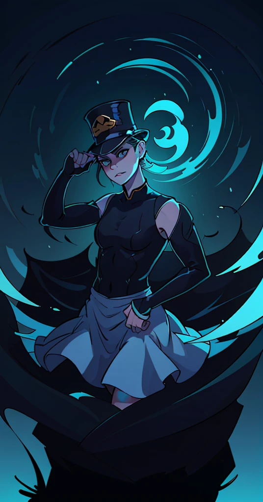 a man wearing a hat, holding it, evil villain, 2d anime style, dark moody lighting, sinister expression, piercing eyes, sharp jawline, detailed facial features, dramatic pose, dramatic lighting, brooding atmosphere, cinematic composition, digital illustration, vivid colors, masterpiece