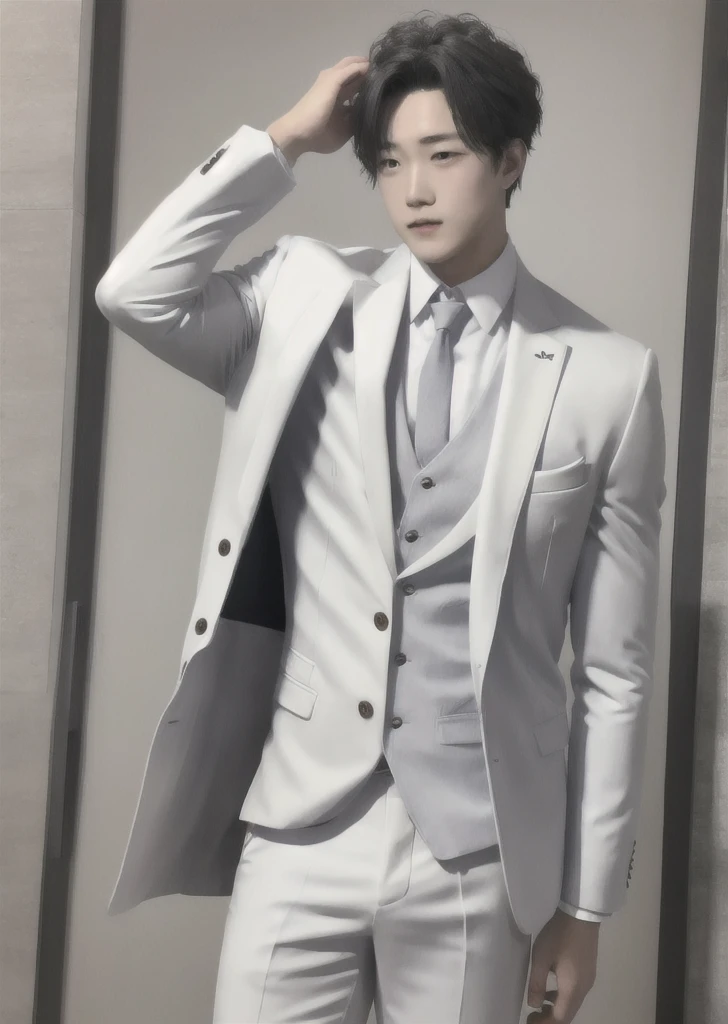 1boy,head, white suit,