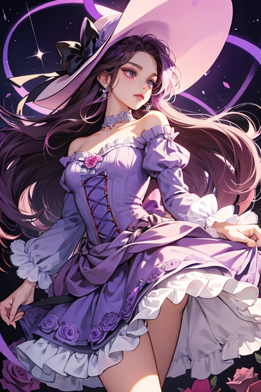 Valentina Lovley is a brown skinned girl with long straight purple hair. Her eyes are purple and her eyebrows are brown. Her makeup consist of Blue eyeshadow and pink lipstick. Her accessories consist of a purple cat hat with light purple coloring on the inside of the ears.

Her outfit consist of a purple dress that stops below her waist. On the skirt part leads a pattern of roses. Below these roses are ruffels. Her dress is held around her shoulders by two straps. Her silver heels have a bow on the front. SPARKLE; GLITTER]