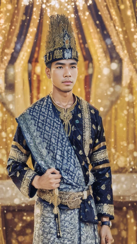 A man wearing traditional clothes of west sumatra. Jungle background