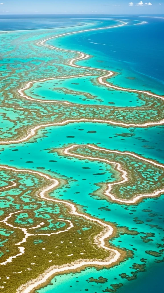 a view of the great barrier reef in the great barrier national park, a photo by Peter Churcher, flickr, art nouveau, great barrier reef, very beautiful!! aerial shot, breath taking, beautiful!!!!!!!!!!!!, incredibly beautiful, breath taking beautiful, unbelievably beautiful, stunning sight, very close to real nature, cant believe it is real, wow it is beautiful