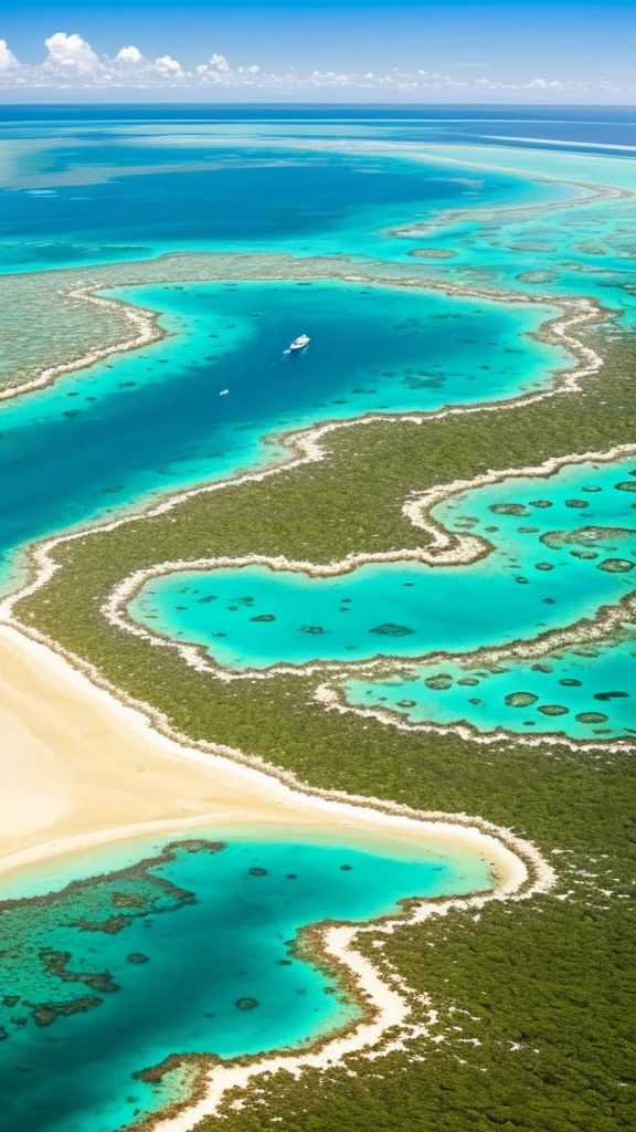 a view of the great barrier reef in the great barrier national park, a photo by Peter Churcher, flickr, art nouveau, great barrier reef, very beautiful!! aerial shot, breath taking, beautiful!!!!!!!!!!!!, incredibly beautiful, breath taking beautiful, unbelievably beautiful, stunning sight, very close to real nature, cant believe it is real, wow it is beautiful