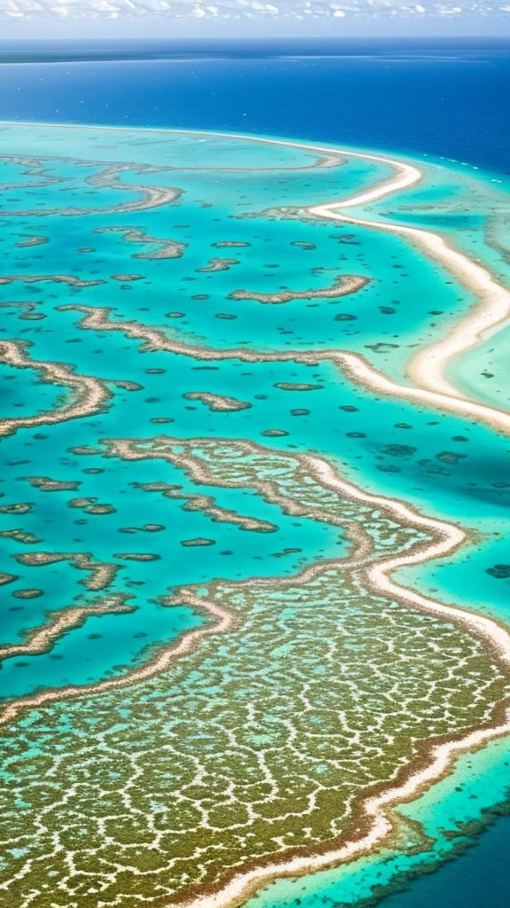 a view of the great barrier reef in the great barrier national park, a photo by Peter Churcher, flickr, art nouveau, great barrier reef, very beautiful!! aerial shot, breath taking, beautiful!!!!!!!!!!!!, incredibly beautiful, breath taking beautiful, unbelievably beautiful, stunning sight, very close to real nature, cant believe it is real, wow it is beautiful