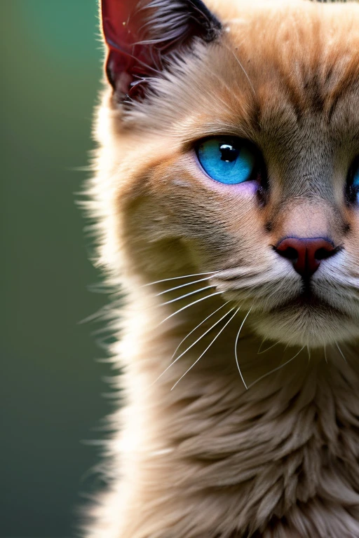 (close-up of the profile of a gorgeous super cute fluffy Siamese cat with blue eyes looking up),view from the bottom,every lint in the dew drops super realistic, hyperdetalized, digital rendering, digital painting, beeple, Noah Bradley, Cyril Roland, Ross Tran, trending on artstation.
Removed from the image
ugly, deformed, noisy, blurred, distorted, out of focus, poor anatomy, extra limbs, poorly drawn face, poorly drawn hands, missing fingers, sf, intricate artwork masterpiece, ominous, matte painting movie poster, golden ratio, trending on cgsociety, intricate, epic, trending on artstation, by artgerm, h. r. giger and beksinski, highly detailed, vibrant, production cinematic character render, ultra high quality model