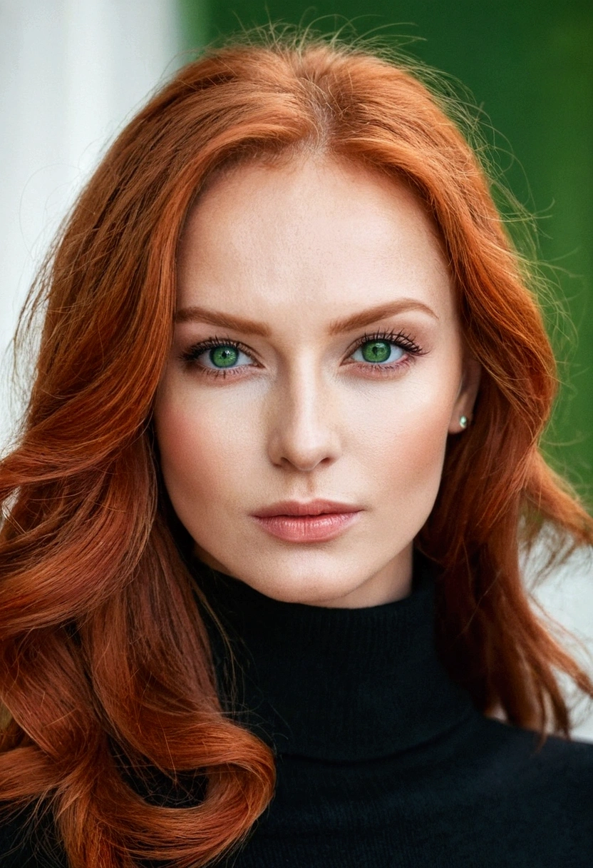 Beautiful Russian woman red hair green eyes