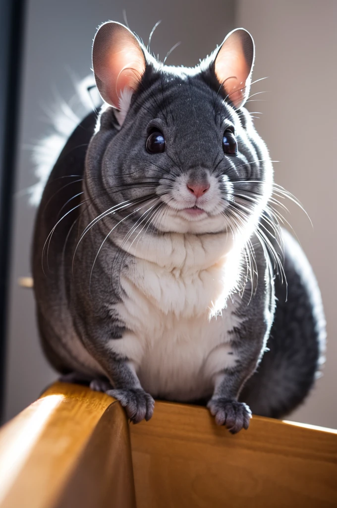 Chinchilla Pictures, fluffy, Black,Olympic ,  looking at the camera, Portraiture, 8K Ultra HD, high quality