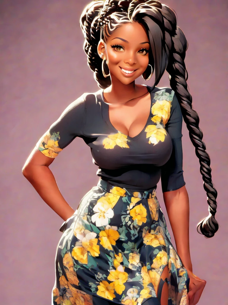 a woman with long braids and a black top posing for a picture, beautiful face!!, beautiful face!, beautiful face!!!!, beautiful gorgeous, black hair in braids, very dark brown skin!, gorgeous beautiful, ryan kiera armstrong, extremely beautiful, beautiful portrait, gorgeous portrait, looks like fabiula nascimento, an olive skinned, stunning portrait, she has olive brown skin