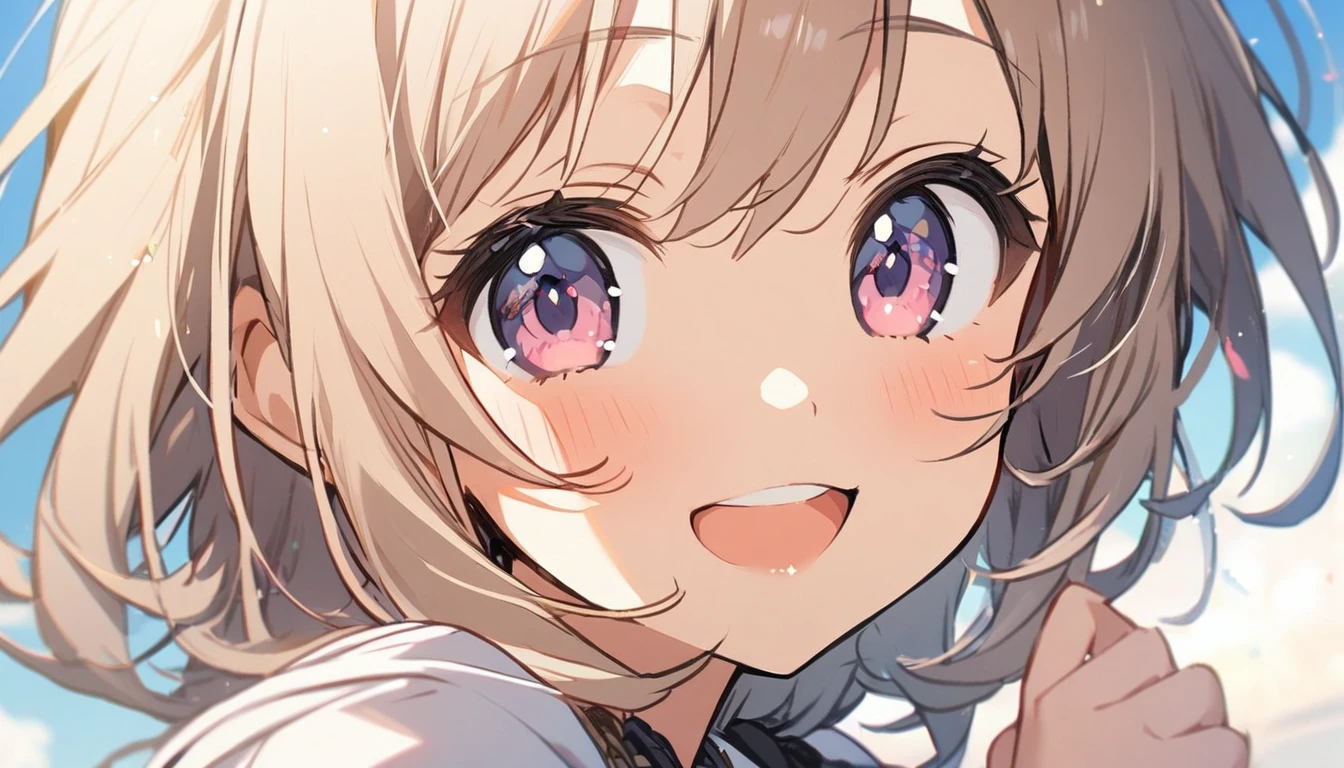 1 girl, smile