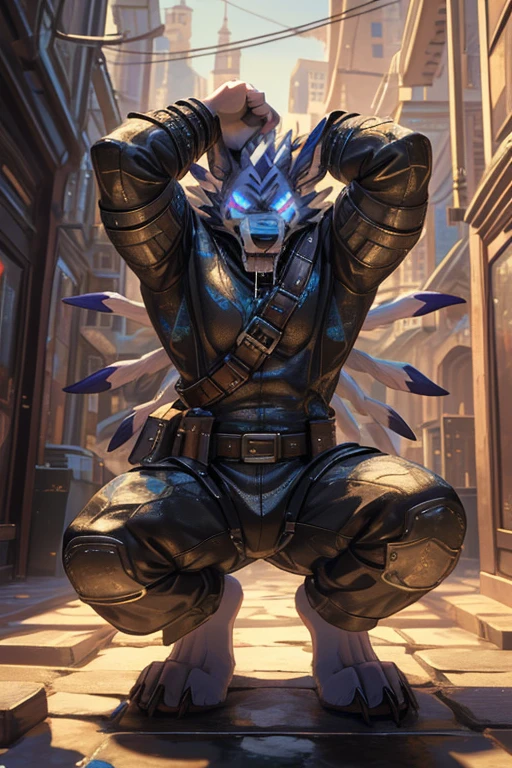 (((Barefoot furry character, full body, cinematic setting, furry male)))
Barefoot (hypnotised) WereGarurumon wears ((black ninja suit)), get down on one knee as if praying, detailed paws with claws, blue fur, in a trance, a look of weak resistance to hypnosis on his face, holding head as if he have headache, ((drooling)), (((red glowing eyes))),
BREAK, detailed background, 8K, (masterpiece:1.5), intricate details, highly detailed, extreme detail, octane render, fine art, best quality, highres, (detailed face:1.5), ((full_body)), UHD, (((perfect hands)))