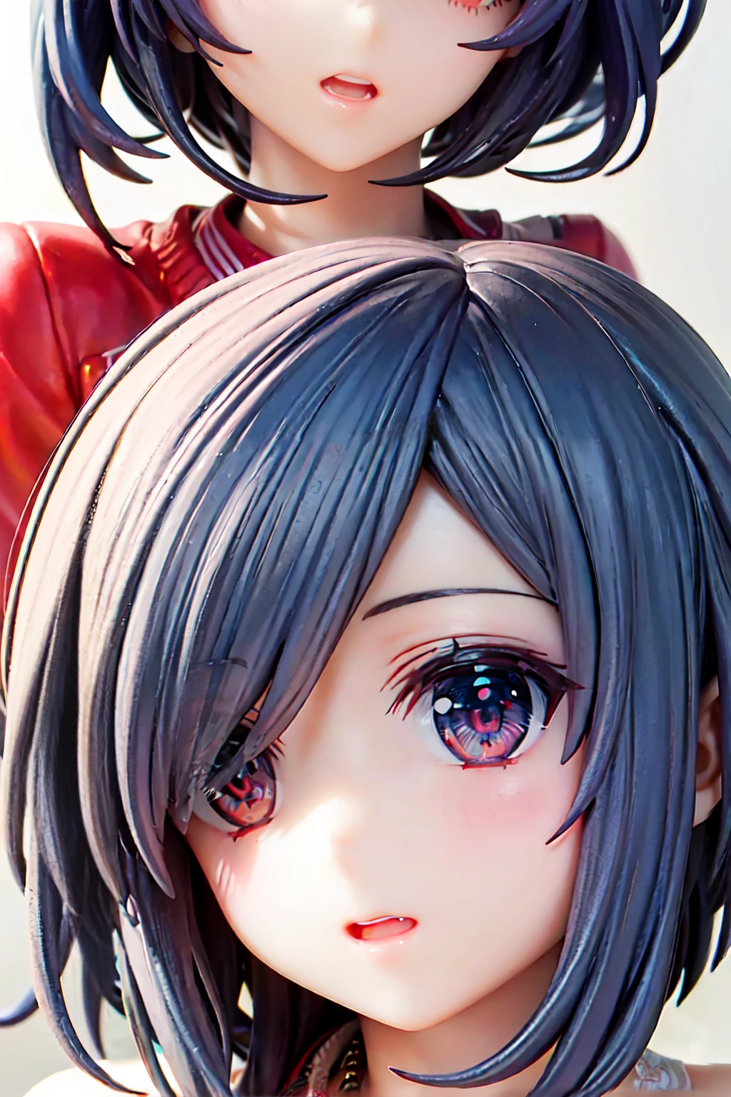 (masterpiece,detailed,High resolution:1.4) , Model shoot, close, detailed face, fine detailed eyes,, (kirishima touka),Blue middle hair,ghoul eyes,Retro Jacket,Tokyo Ghoul,Retrofuturism background, Vibrant colors, High resolution,, ,