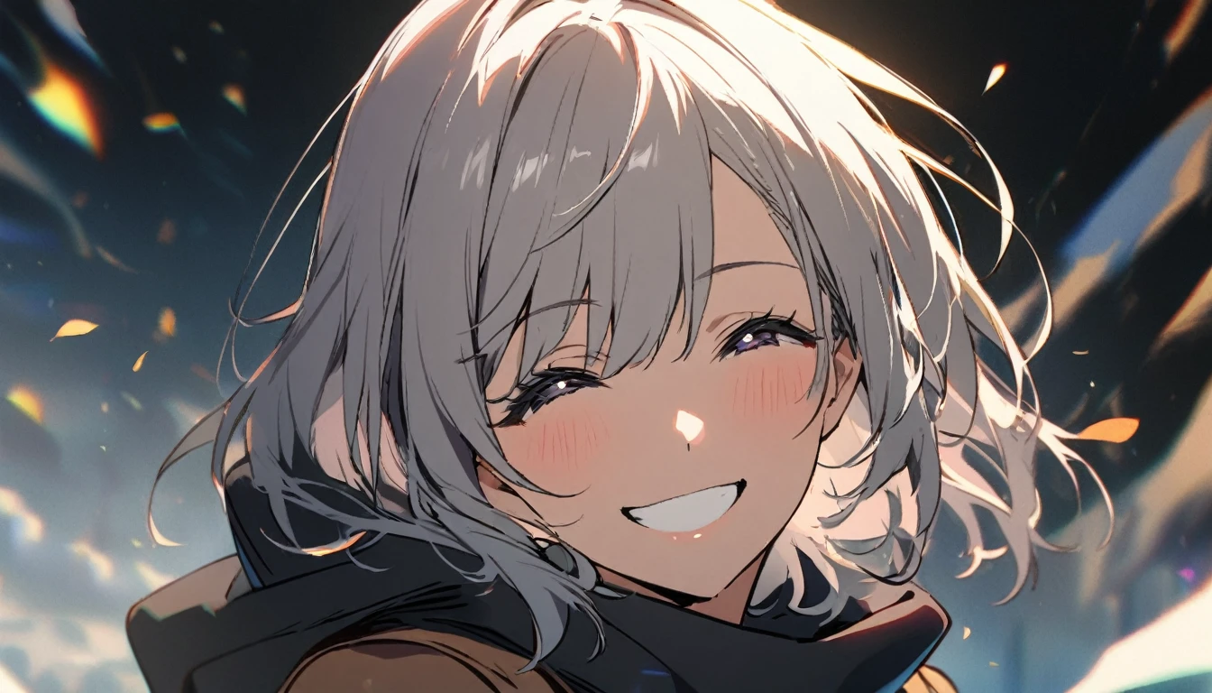 1 girl, smile