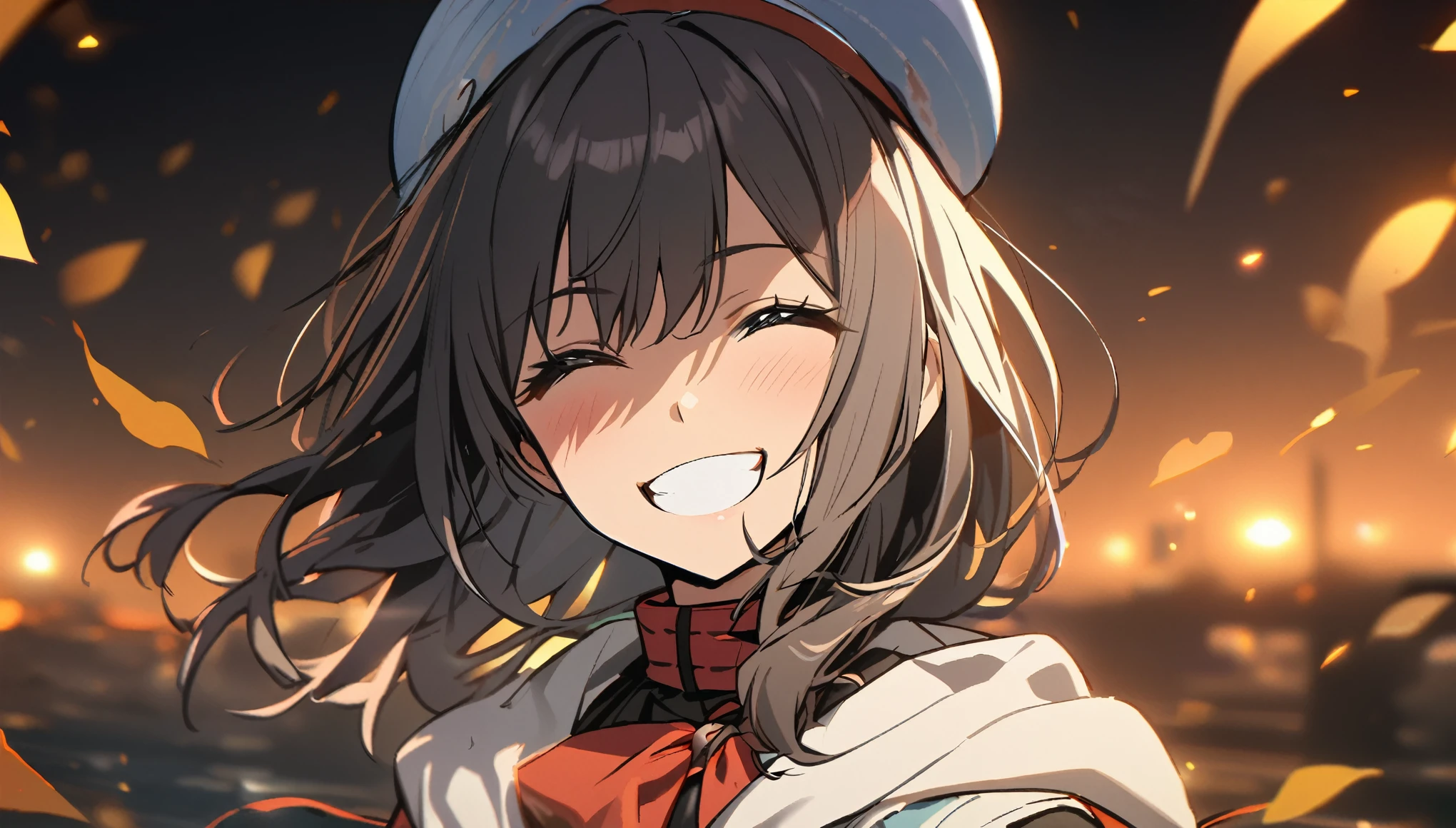 1 girl, smile