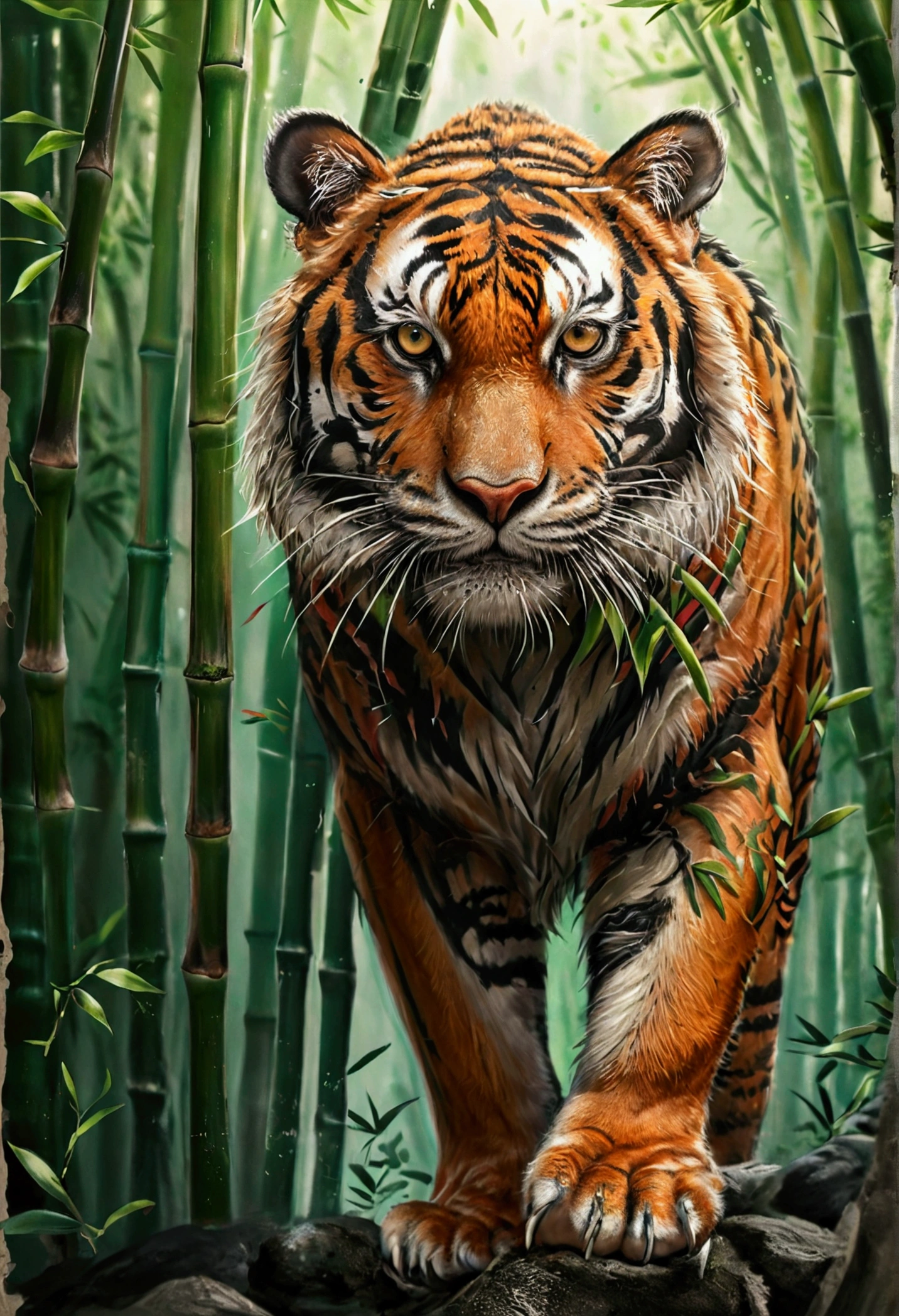 Bamboo forest Japanese tattoo Tiger