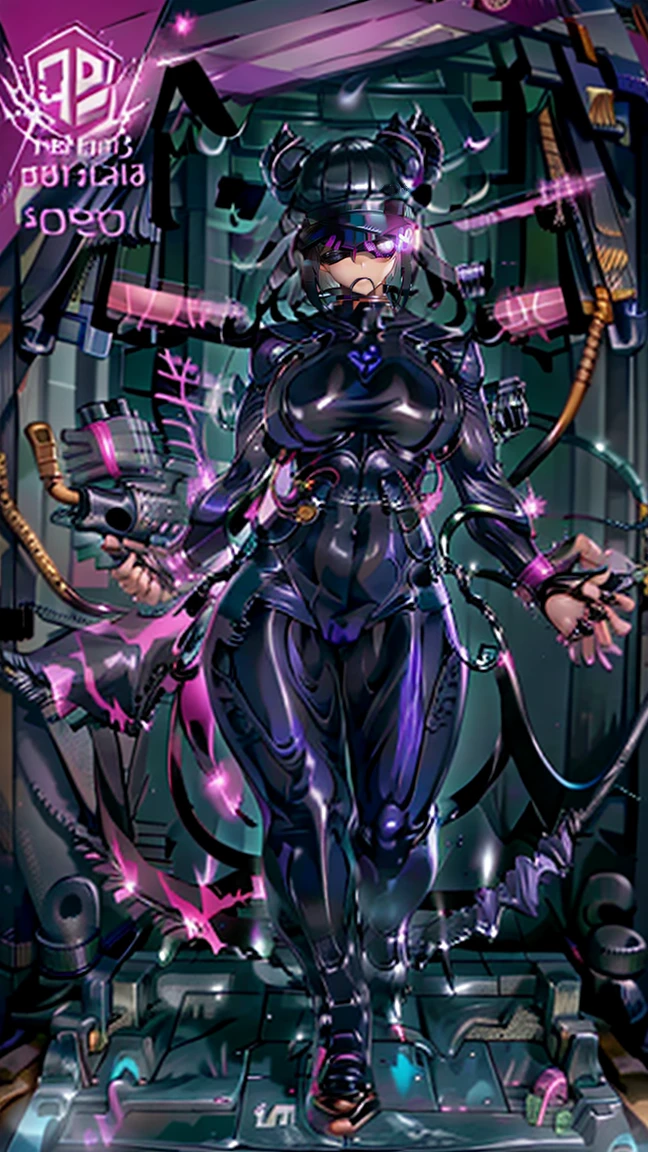 1 girl,Browsing Caution,Helmet, brainwashing, visor, wire, Eli Ase ,clavicle, Eyes glowing purple,Absurd, brainwashinging,Hollow Eyes, Big Breasts, Expressionless,(Black latex tight bodysuit),avert your eyes , Full body shape,(Highest quality、High resolution、Must have:1.2)、Very detailed、(reality、reality的なです、reality的な:1.37)、Ticker、Hyper HD、Studio Lighting、Ultra High Definition Paint、Sharp focus、Physically Based Rendering、Extreme Detail、Professional specifications、Vibrancy and color、Blurred、Sports portrait、landscape、Horror Style、anime Big Breasts、sf、photograph、Concept Artist、Five Fingers, Perfect body,Improved cost performance、All Roles、Canon 5D MK4でphotograph、photograph, 