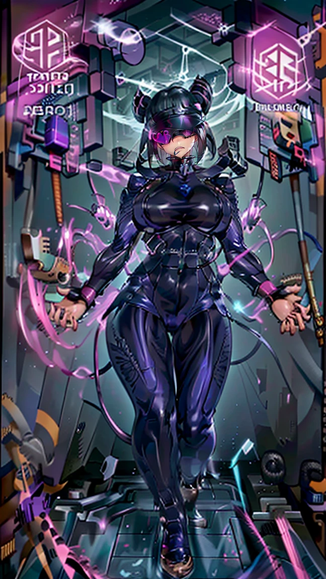 1 girl,Browsing Caution,Helmet, brainwashing, visor, wire, Eli Ase ,clavicle, Eyes glowing purple,Absurd, brainwashinging,Hollow Eyes, Big Breasts, Expressionless,(Black latex tight bodysuit),avert your eyes , Full body shape,(Highest quality、High resolution、Must have:1.2)、Very detailed、(reality、reality的なです、reality的な:1.37)、Ticker、Hyper HD、Studio Lighting、Ultra High Definition Paint、Sharp focus、Physically Based Rendering、Extreme Detail、Professional specifications、Vibrancy and color、Blurred、Sports portrait、landscape、Horror Style、anime Big Breasts、sf、photograph、Concept Artist、Five Fingers, Perfect body,Improved cost performance、All Roles、Canon 5D MK4でphotograph、photograph, 