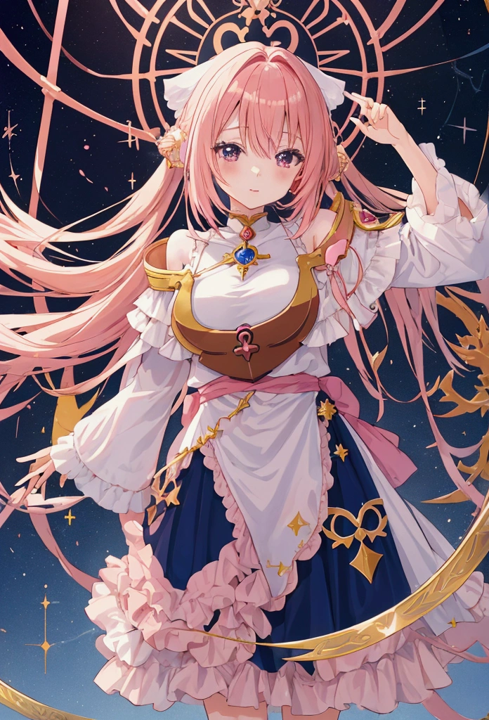 (((purinpuon pixiv, no future))) pink gold rose gold themed ((anime girl))
