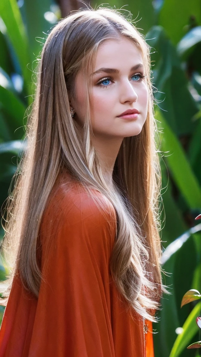 leonor, Beautiful realistic girl with BRIGHT WHITE-BLUE long hair ,Closeup of clean skin with detailed skin. ,longitud total,in short miniskirt,on an orange background ,Against the background of the starry sky.,bright makeup,EARRINGS WITH DIAMONDS,gray two-leaf flower,translucent speckled bifoliate gray,bioluminiscente: ecualizador musical 8K de ultra high quality, high contrast, Rich colors, luz outfit, super detailed photos. ultra high quality 8K, high contrast, noise reduction, яркие Rich colors.. high quality, 8k ultra high definition, high contrasthigh quality,soft close focus,very beautiful flower, translucent red lily of the valley with dewdrop flower, The bioluminescent flower shines and shines., he grows in a mysterious forest, Shrouded in mystery, Сверхhigh quality 8k, high contrast, Rich colors, luz outfit, ultra detailed photos. Сверхhigh quality 8k, high contrast, noise reduction, bright Rich colors.. high quality, 8k ultra high definition, high contrast