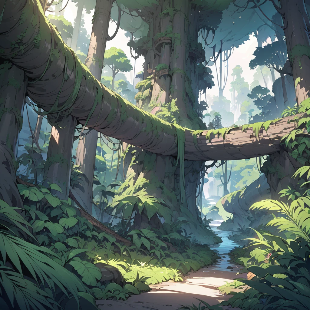 Masterpiece, ultra detailed, beautiful,Super Saturation, jungle adventure,dense forest, arcadia