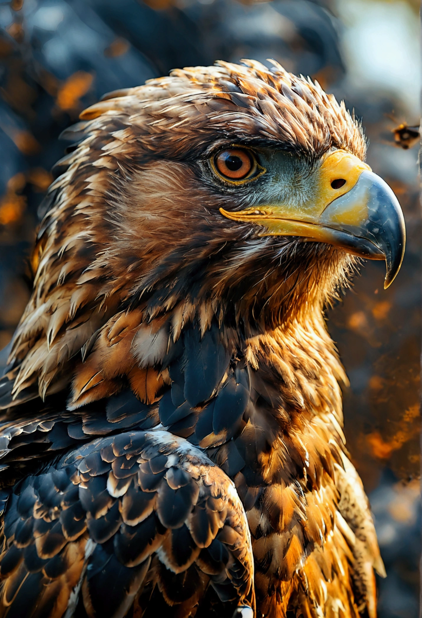 With clear skies as a background、Golden Eagle、Real、4K,cool、