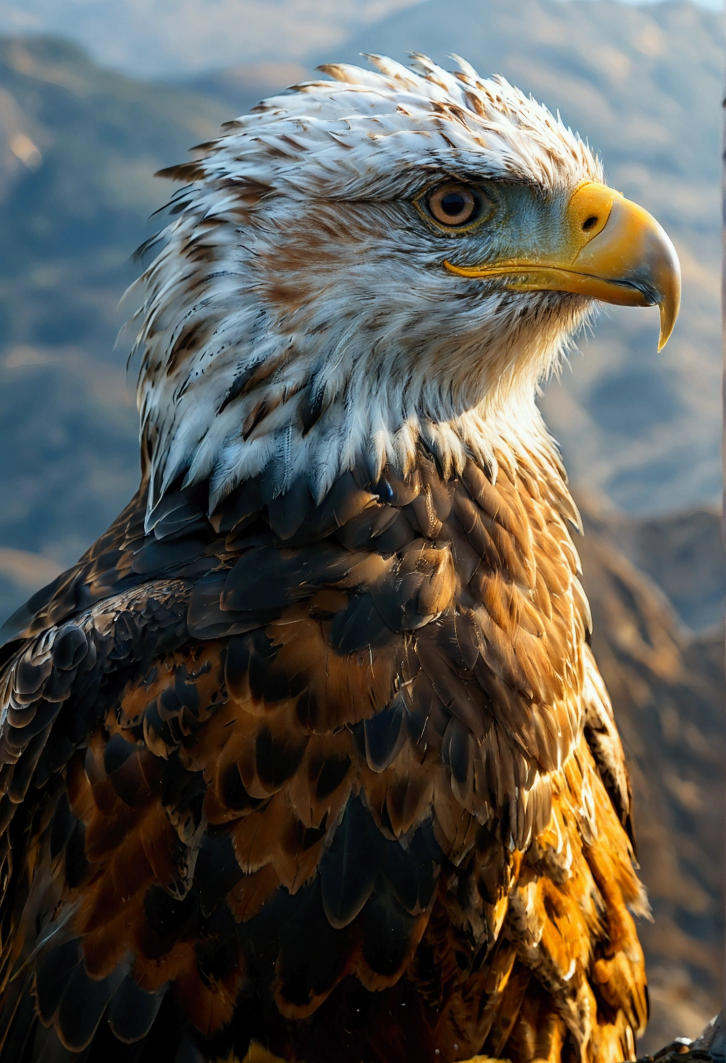 With clear skies as a background、Golden Eagle、Real、4K,cool、