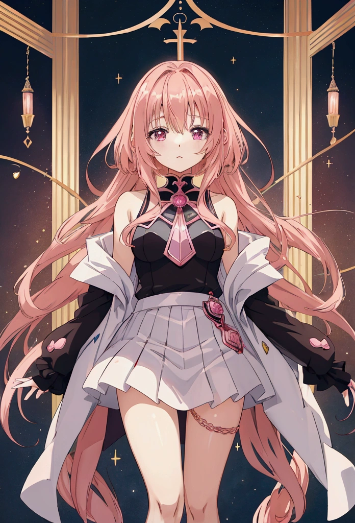 (((purinpuon pixiv, no future))) pink gold rose gold themed ((anime girl))