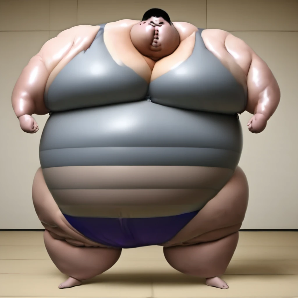 Male Focus, One boy, Super Chub, Big Belly, Sumo, alone, Are standing, whole body, , Black Hair, Fat man,At the Beach,Flabby fat