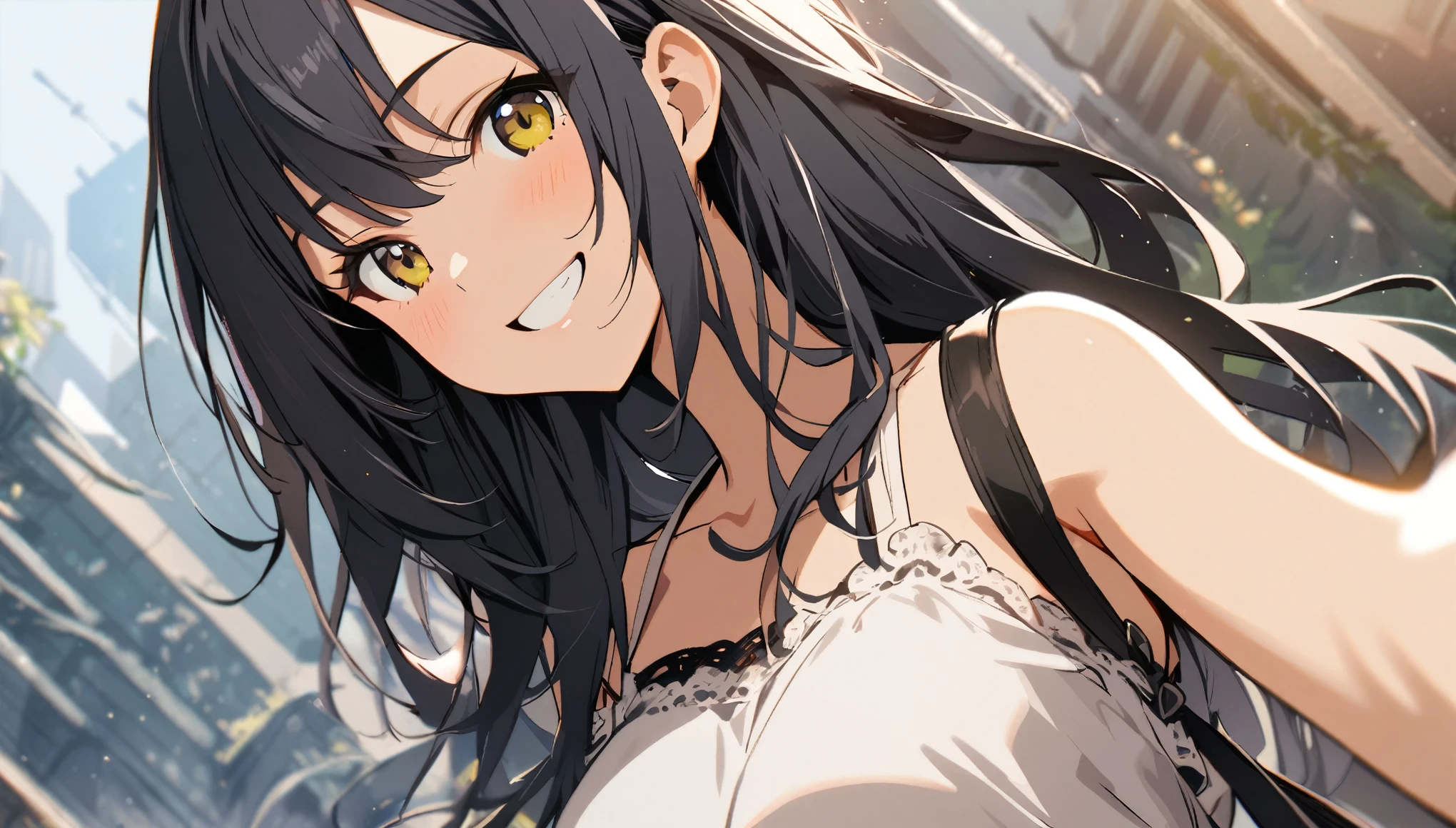 1 girl, smile