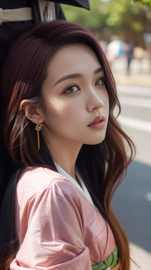 Cute Japanese woman, (), (Very cute face: 1.3), White moist skin,
BREAK,
Fighter, Kung Fu fighter, Idol,
BREAK,
(Wearing cute kimono: 1.3), (Very revealing kimono), Very big earrings, Short length,
BREAK,
(Long hair), (Bangs: 1.2), (Pink hair: 1.3), (Wavy hair), (Gradient color red hair: 1.3), (Red hair tips),
BREAK,
(Realistic: 1.3), Masterpiece, Perfect lighting, (Ultra high resolution), (8K), (Very detailed: 1.4), (From the front), Looking at the camera, Melancholic expression,
BREAK,
(Japanese city streets: 1.2), Background of Tokyo Tower in Japan,