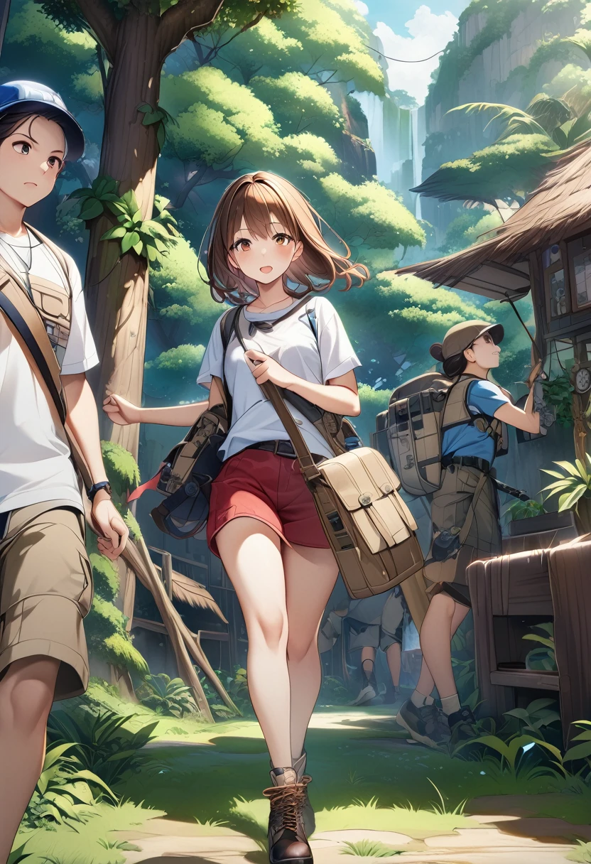 score_9, score_8_superior, score_7_superior, score_6_superior, score_5_superior, score_4_superior, BREAK、Highest quality:1.2、masterpiece、Highly detailed CG unit wallpaper、High resolution、BREAK、Jungle Adventure、Subtropical plants、Mysterious Jungle、Wilderness、Explorer's attire、Sharp Eyes、One Girl、Walking、Densely grown grass、