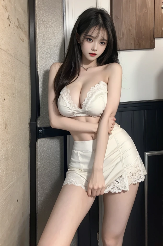 Clothes pull skirt pull dress pull shirt((Large Breasts)), ((F cup)), Visible cleavage，Nipple protrusion，Areola Black，Large areola，Highly detailed face and skin texture，((Bare shoulders)), Double eyelids，Skin Whitening，Long hair，Whitening long legs，Standing by the sea, Fashion Girl, Red lips, Sweet girl, Beautiful makeup, detail, lifelike, Very detailed, amazing, beautiful, Young and energetic, high quality，HD, rich and colorful， beautiful, Smooth skin, The skirt is very short, Official Art, Extremely detailed, atmosphere, Soft colors, Natural skin texture, Random Scenes, Random shooting angle, Black knee socks, Lace hem