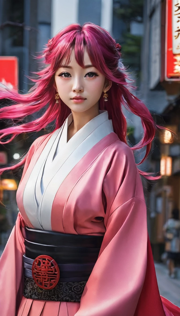 Cute Japanese woman, (16 years old), (Very cute face: 1.3), White moisturized skin,
BREAK,
Fighter, Kung Fu fighter, Idol,
BREAK,
(Wearing cute kimono: 1.3), (Very revealing kimono), Very large earrings, Short length,
BREAK,
(Long hair), (Bangs: 1.2), (Pink hair: 1.3), (Wavy hair), (Gradient color red hair: 1.3), (Red hair tips),
BREAK,
(Realistic: 1.3), Masterpiece, Perfect lighting, (Ultra high resolution), (8K), (Very detailed: 1.4), (From the front), Looking at the camera, Melancholic expression,
BREAK,
(Japanese city streets: 1.2), Tokyo Tower in Japan background,
BREAK,
(Demon Slayer: 1.4),