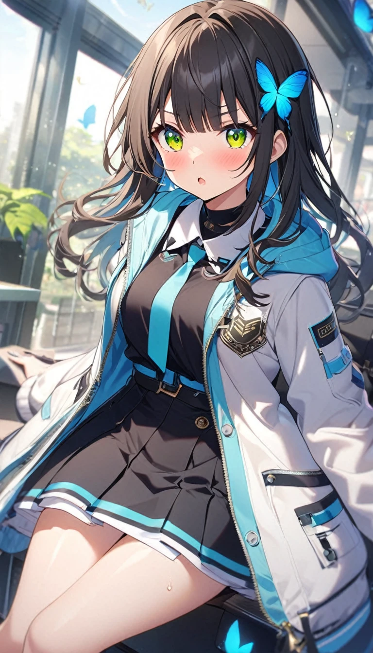 Butterflies are flying、1girl, stylish, stylish code, large jacket
