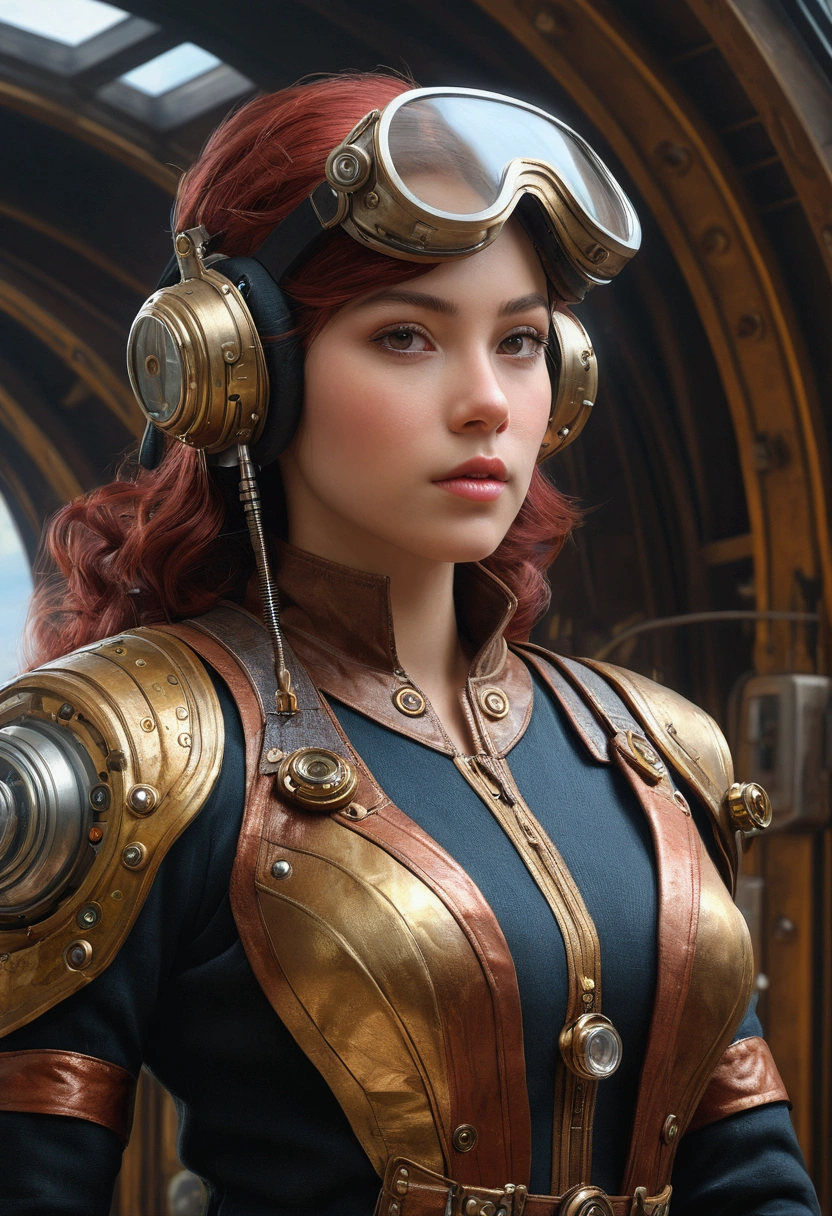 , airy, sci-fi, steam punk, very detailed, realistic, figurative painter, fine art, Oil painting on canvas, Award Winning, Timeless art work, Masterpiece, Genius, Worldclass, Extra ordinary, Aesthetic, Beautiful, Stunning, Brilliant, cinematic, Dynamic, Cinematic lighting, inspirational, 4K resolution, 8K resolution, Artstation HD, Artstation HQ, Vivid, Vibrant, Ultra detailed