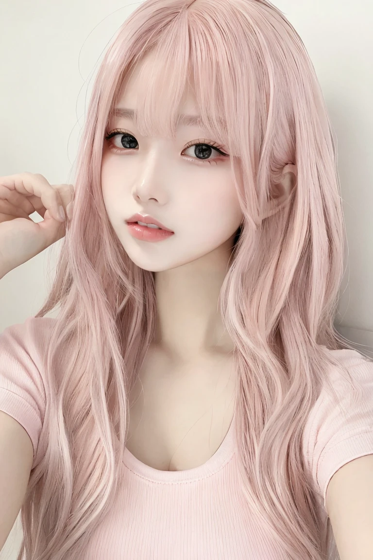 Cleavage:1.5、Full body image:1.2,(Pink Hair:1.5)、masterpiece、Highest quality、Extremely detailed 8K、Ultra HD、Very detailedな、Very detailed、Very realistic、Realistic、Japanese、One Girl、High head rate、Beautiful realistic face、Realistic face in every detail、Attention to detail, Realistic Hair、Beautiful and realistic hairstyles、Beautiful and realistic eyes、hVery detailed realistic eyes、Proportional eyes、HVery detailed pupils、Very detailedリアルな自然な眉毛、Very detailedリアルな唇、 Beautiful and realistic lips、Pink lipstick、Sexy lips、Realistic and well-proportioned breasts、Realistic medium sized breasts、Slim Abs、Very detailed皮膚、(Tight white t-shirt:1.2)、Lying on my back on a soft bed:1.5、Condescending smile、From above、Cute room for female college students