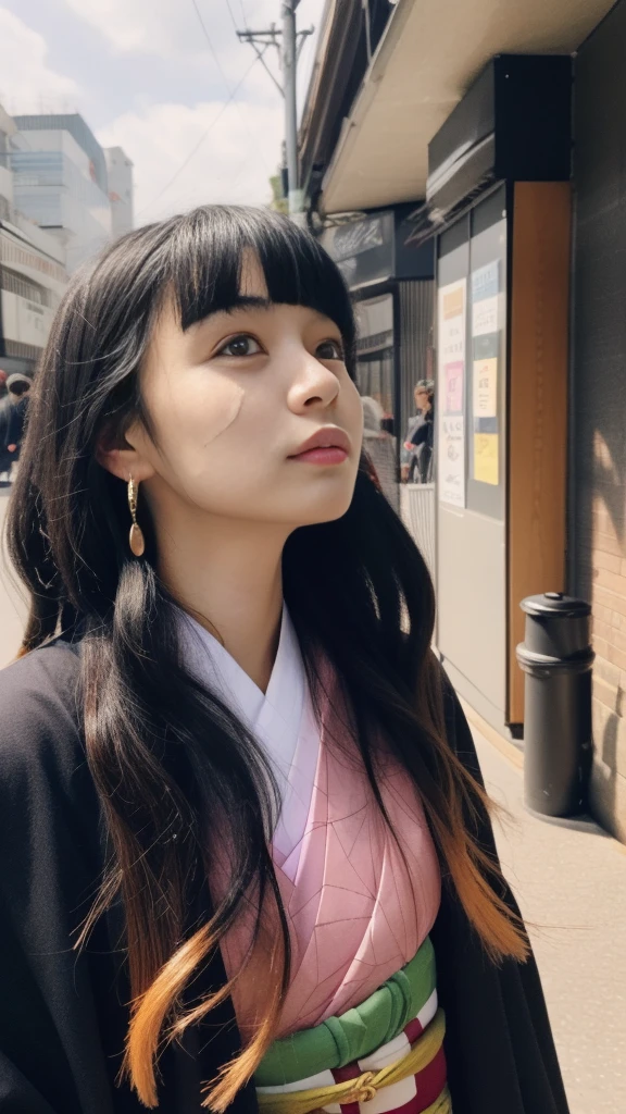 Cute Japanese woman, (16 years old), (Very cute face: 1.3), White moisturized skin,
BREAK,
Fighter, Kung Fu fighter, Idol,
BREAK,
(Wearing cute kimono: 1.3), (Very revealing kimono), Very large earrings, Short length,
BREAK,
(Long hair), (Bangs: 1.2), (Pink hair: 1.3), (Wavy hair), (Gradient color red hair: 1.3), (Red hair tips),
BREAK,
(Realistic: 1.3), Masterpiece, Perfect lighting, (Ultra high resolution), (8K), (Very detailed: 1.4), (From the front), Looking at the camera, Melancholic expression,
BREAK,
(Japanese city streets: 1.2), Tokyo Tower in Japan background,
BREAK,
(Demon Slayer: 1.4),