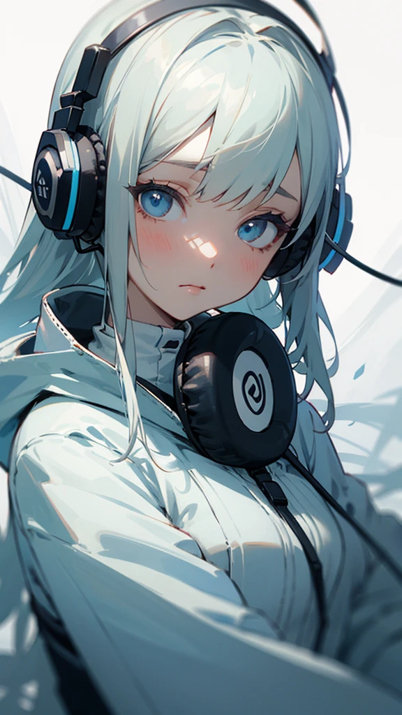 Beautiful relaxed girl with headphones on and calm atmosphere
