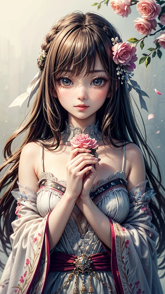 In the spring sun，She is as delicate as a flower petal，That shy look，It was as if the whole world had slowed down，Only she was there，Bloom quietly。 Her face is like the rising sun，That faint pink，Reminiscent of peach blossoms in the early morning。Her eyes were like twinkling stars，The deep black reveals an elusive mystery。These eyes are when shy，Will hang down half，Only a curved crescent shape remains，Make people want to keep looking inside，Discover the secrets of that depths。 Her demeanor has the gentleness of a virgin，Every step is like falling petals，Light and discreet。The voice in which she spoke，It's like a stream gently flowing through a stone，That soft and sweet voice，As if it can melt the hardest heart。 When she laughed，Like a spring breeze gently blowing through the fields，It fills people's hearts with warmth。And when she lowered her head shyly，Her cheeks would glow a thin shade of red，It was an unspeakable innocence and shyness。 Her heart is full of passion and dreams，It's just that she's ashamed to express，Often keep them in the back of their hearts。Her shyness is her most unique brilliance，Make her unique among all，It's unforgettable。 Her shyness，It is an innocence，It is a kind of introversion，It's an emotion，It makes her beauty even more moving，More radiant。It's like a spring flower，Although shy，But still enthusiastically open，Her shyness also makes her more real，More glamorous。，Top-down view，（Digital artwork：1.3），（a sketch：1.1）（（Octane rendering）），the city streets，High-rise tail alley，（Shy girl，head lowered，Hold your index fingers in front of your  and touch each other，shylily，face red），（（JK school uniform，short-cut hair）），Full body like，Realistic digital painting portrait，shot at 8k resolution，Gasoline liquid，color pastel，splashart，Pink and blue and purple petals，Lithography in intricate details，（light particules：1.2），（game concept：1.3），（depth of view:1.3),Global illumination,with rich details,Trends on ArtStation，（（illustrious）），ultra fine，16K resolution，dynamic viewing angle