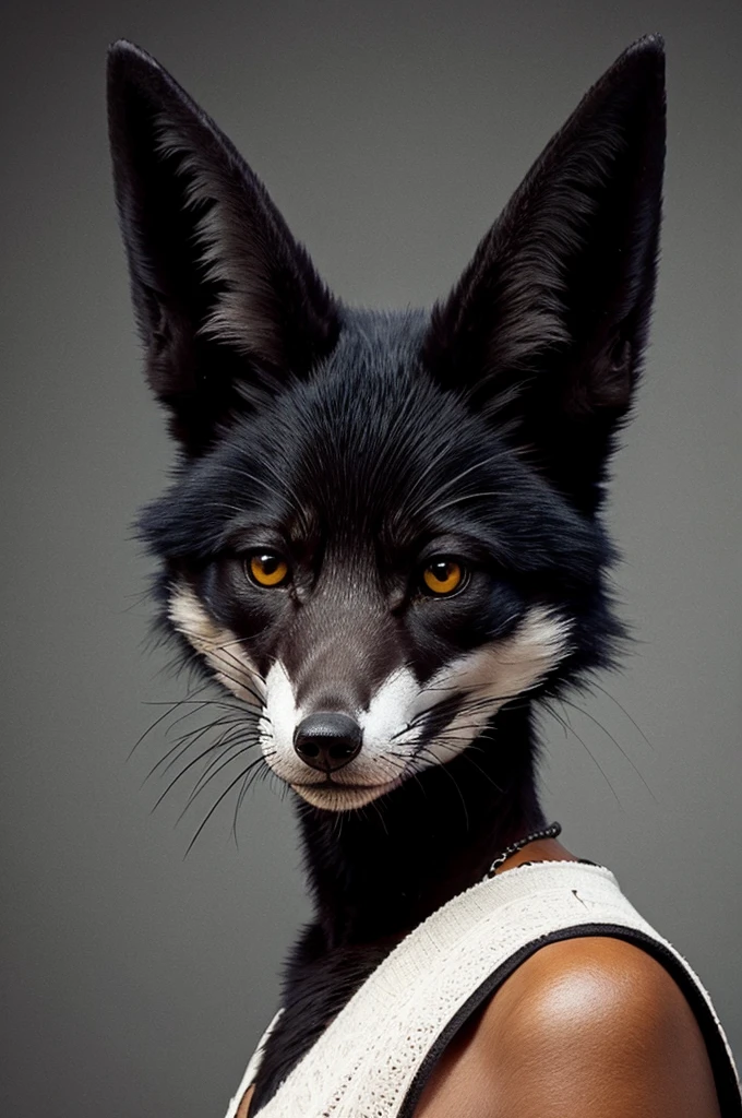 black fox creature with a skull for a face