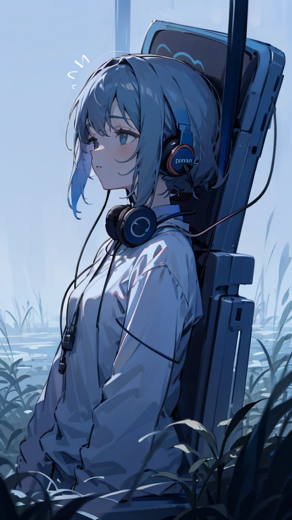 Beautiful relaxed girl with headphones on and calm atmosphere
