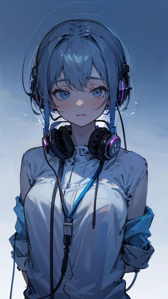 Beautiful relaxed girl with headphones on and calm atmosphere
