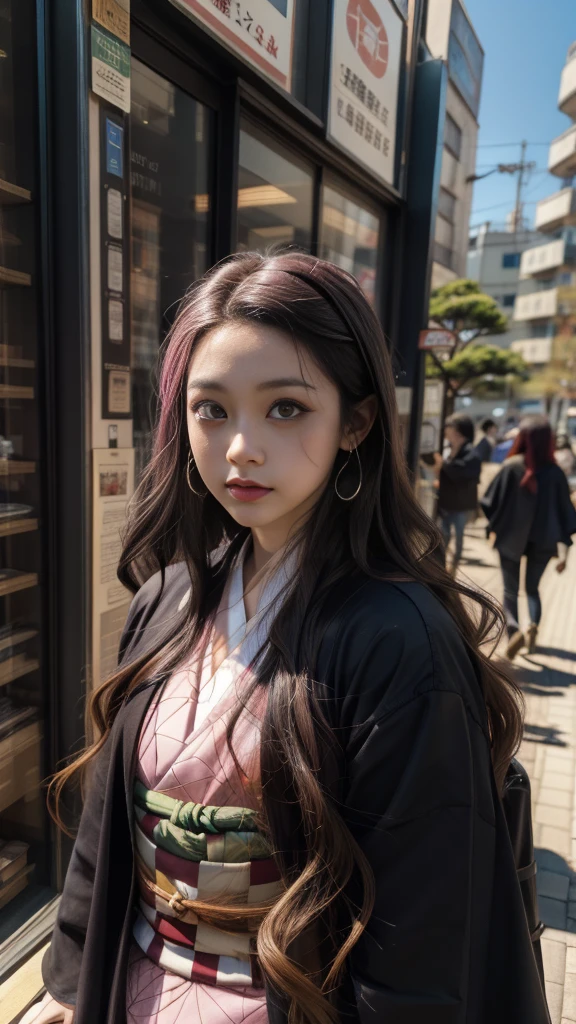 Cute Japanese woman, (16 years old), (Very cute face: 1.3), White moisturized skin,
BREAK,
Fighter, Kung Fu fighter, Idol,
BREAK,
(Wearing cute kimono: 1.3), (Very revealing kimono), Very large earrings, Short length,
BREAK,
(Long hair), (Bangs: 1.2), (Pink hair: 1.3), (Wavy hair), (Gradient color red hair: 1.3), (Red hair tips),
BREAK,
(Realistic: 1.3), Masterpiece, Perfect lighting, (Ultra high resolution), (8K), (Very detailed: 1.4), (From the front), Looking at the camera, Melancholic expression,
BREAK,
(Japanese city streets: 1.2), Tokyo Tower in Japan background,
BREAK,
(Demon Slayer: 1.4),