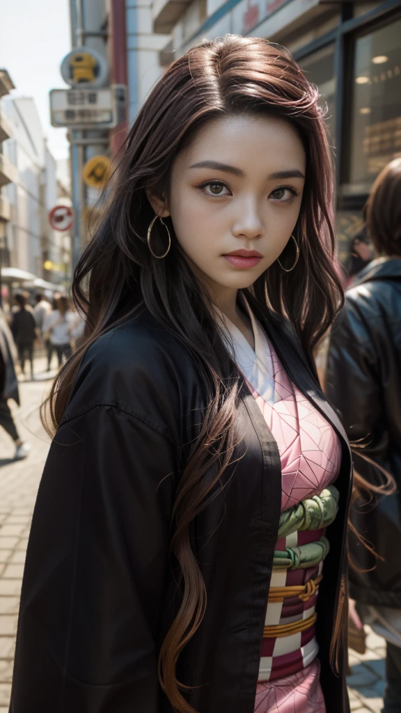 Cute Japanese woman, (), (Very cute face: 1.3), White moisturized skin,
BREAK,
Fighter, Kung Fu fighter, Idol,
BREAK,
(Wearing cute kimono: 1.3), (Very revealing kimono), Very large earrings, Short length,
BREAK,
(Long hair), (Bangs: 1.2), (Pink hair: 1.3), (Wavy hair), (Gradient color red hair: 1.3), (Red hair tips),
BREAK,
(Realistic: 1.3), Masterpiece, Perfect lighting, (Ultra high resolution), (8K), (Very detailed: 1.4), (From the front), Looking at the camera, Melancholic expression,
BREAK,
(Japanese city streets: 1.2), Tokyo Tower in Japan background,
BREAK,
(Demon Slayer: 1.4),