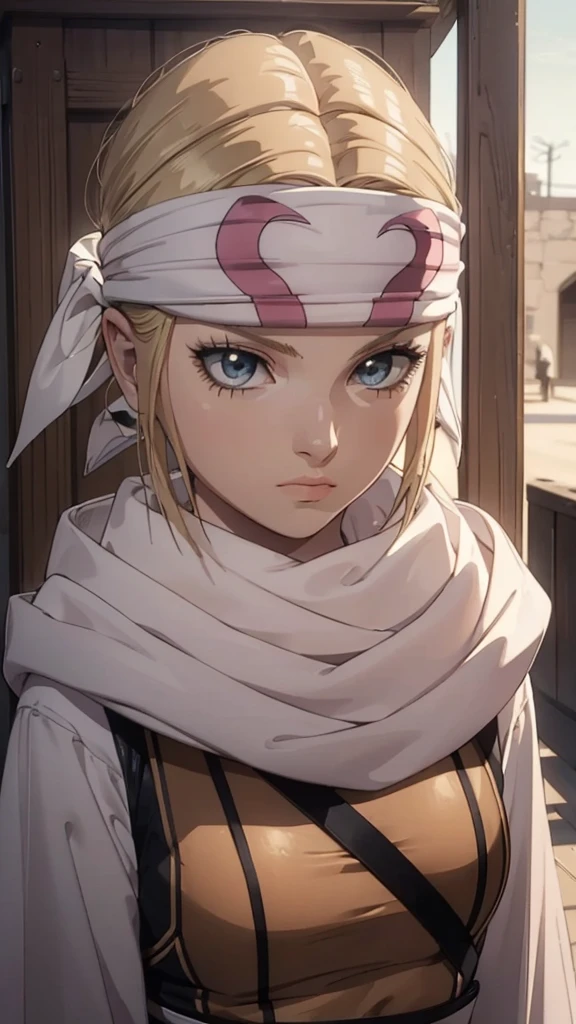 masterpiece), best quality, high resolution blonde 1girl bob cut medium hair standing alone cowl headband profile image looking at viewer beautiful eyes beautiful face extremely detailed pink clothing girly intense staring