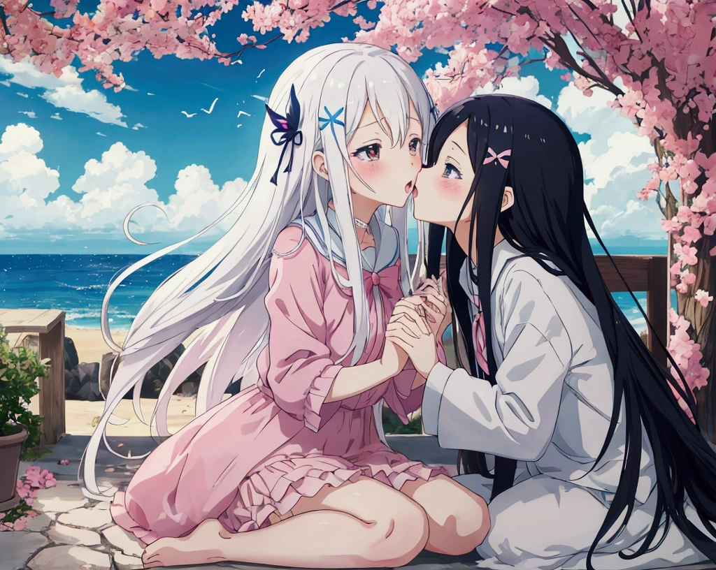 
anime, kids, kids cute, couple kissing in the sky with birds flying overhead, kissing together cutely, romanticism lain, shoujo romance, sakimi chan, lovely kiss, kissing together, anime picture, in love, kissing, romantic!!!, anime, re:zero, echidna, subaru, making love, cute anime, beautiful anime, anime!!, anime wallaper, cielo hermoso, lagrimas de felicidad en la niña, echidna niña, pelo blanco, cejas gruesas blanca.