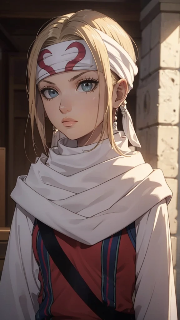 masterpiece), best quality, high resolution blonde 1girl bob cut medium hair standing alone cowl headband profile image looking at viewer beautiful eyes beautiful face extremely detailed pink clothing girly intense staring