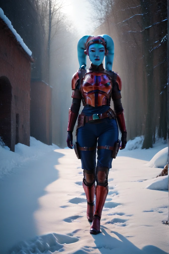 a ((fall body)) hera syndulla
((female twi'lek ))mandalorian,walking on snow fire, beautiful detailed eyes, beautiful detailed lips, extremely detailed face, long eyelashes, mandalorian armor, sci-fi, cinematic lighting, dramatic, epic, intricate details, hyper-realistic, 8k, high-quality, photorealistic