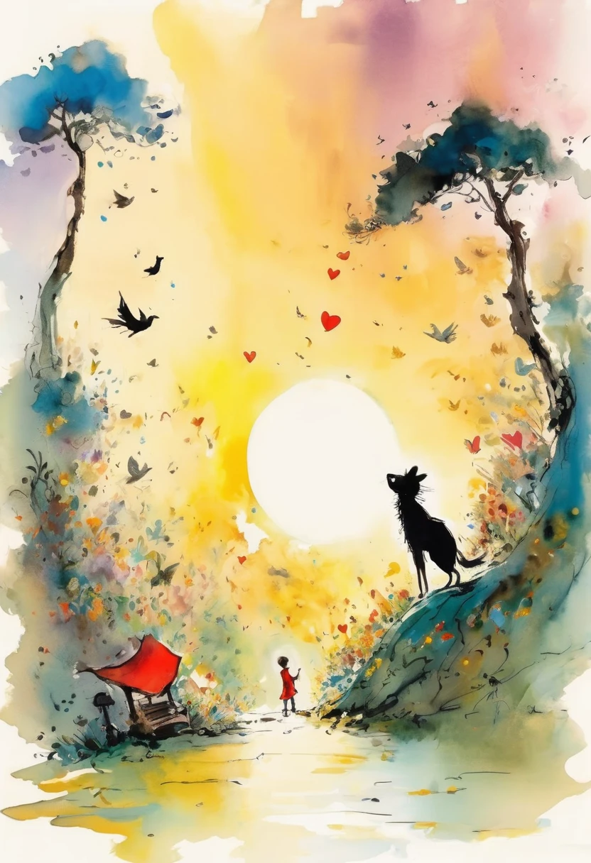 Quentin Blake style photo、A world full of love、Perfect World、A god who bestows good fortune on all who see、The light of happiness is dazzling、Portraiture、High resolution、Beautiful poop、Highest quality、masterpiece、Very detailed