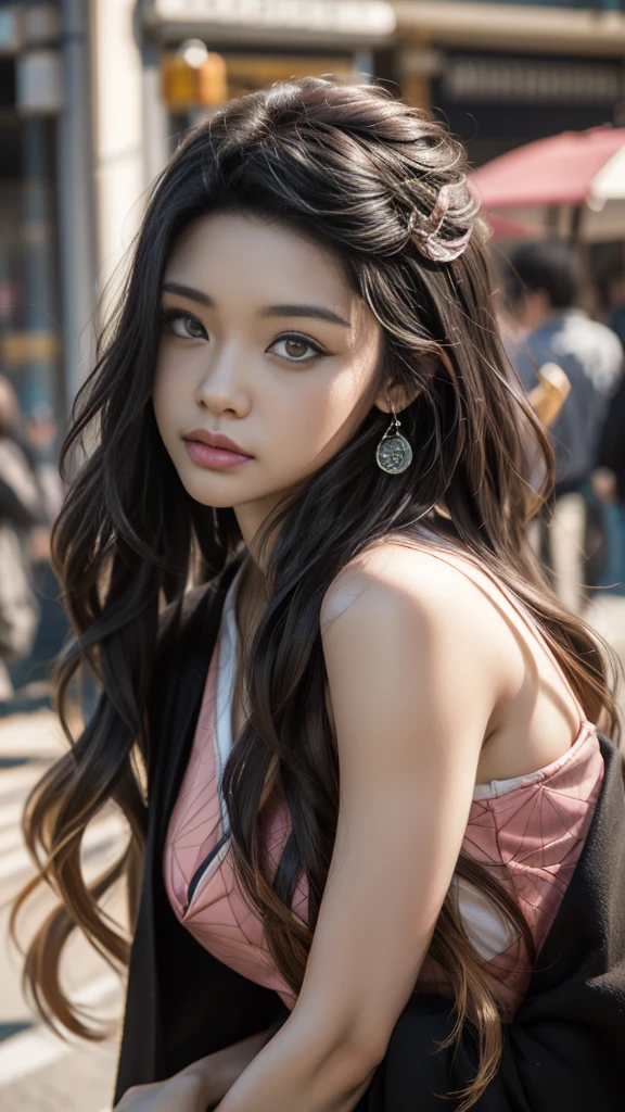 Cute Japanese woman, (), (Very cute face: 1.3), White moisturized skin,
BREAK,
Fighter, Kung Fu fighter, Idol,
BREAK,
(Wearing cute kimono: 1.3), (Very revealing kimono), Very large earrings, Short length,
BREAK,
(Long hair), (Bangs: 1.2), (Black hair), (Wavy hair), (Gradient pink hair: 1.3), (Red tips),
BREAK,
(Realistic: 1.3), Masterpiece, Perfect lighting, (Ultra high resolution), (8K), (Very detailed: 1.4), (From the front), Looking at the camera, Melancholic expression, (Full body),
BREAK,
(Japanese city streets: 1.2), Tokyo Tower in Japan background,
BREAK,
(Demon Slayer: 1.4),
BREAK,
(Hellfire: 1.2), Demon, (Flame: 1.2)