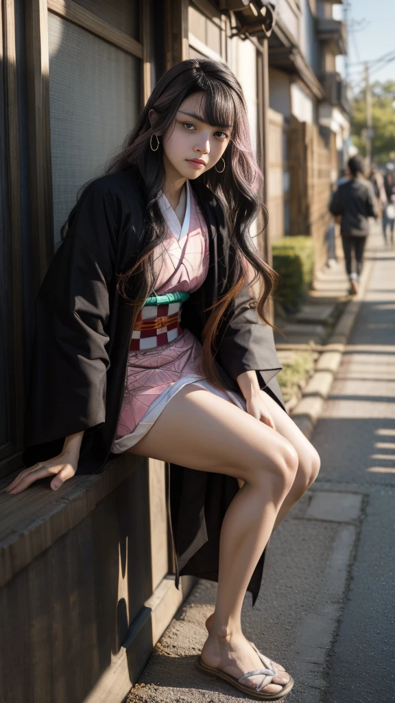 Cute Japanese woman, (), (Very cute face: 1.3), White moisturized skin,
BREAK,
Fighter, Kung Fu fighter, Idol,
BREAK,
(Wearing cute kimono: 1.3), (Very revealing kimono), Very large earrings, Short length,
BREAK,
(Long hair), (Bangs: 1.2), (Black hair), (Wavy hair), (Gradient pink hair: 1.3), (Red tips),
BREAK,
(Realistic: 1.3), Masterpiece, Perfect lighting, (Ultra high resolution), (8K), (Very detailed: 1.4), (From the front), Looking at the camera, Melancholic expression, (Full body),
BREAK,
(Japanese city streets: 1.2), Tokyo Tower in Japan background,
BREAK,
(Demon Slayer: 1.4),
BREAK,
(Hellfire: 1.2), Demon, (Flame: 1.2)