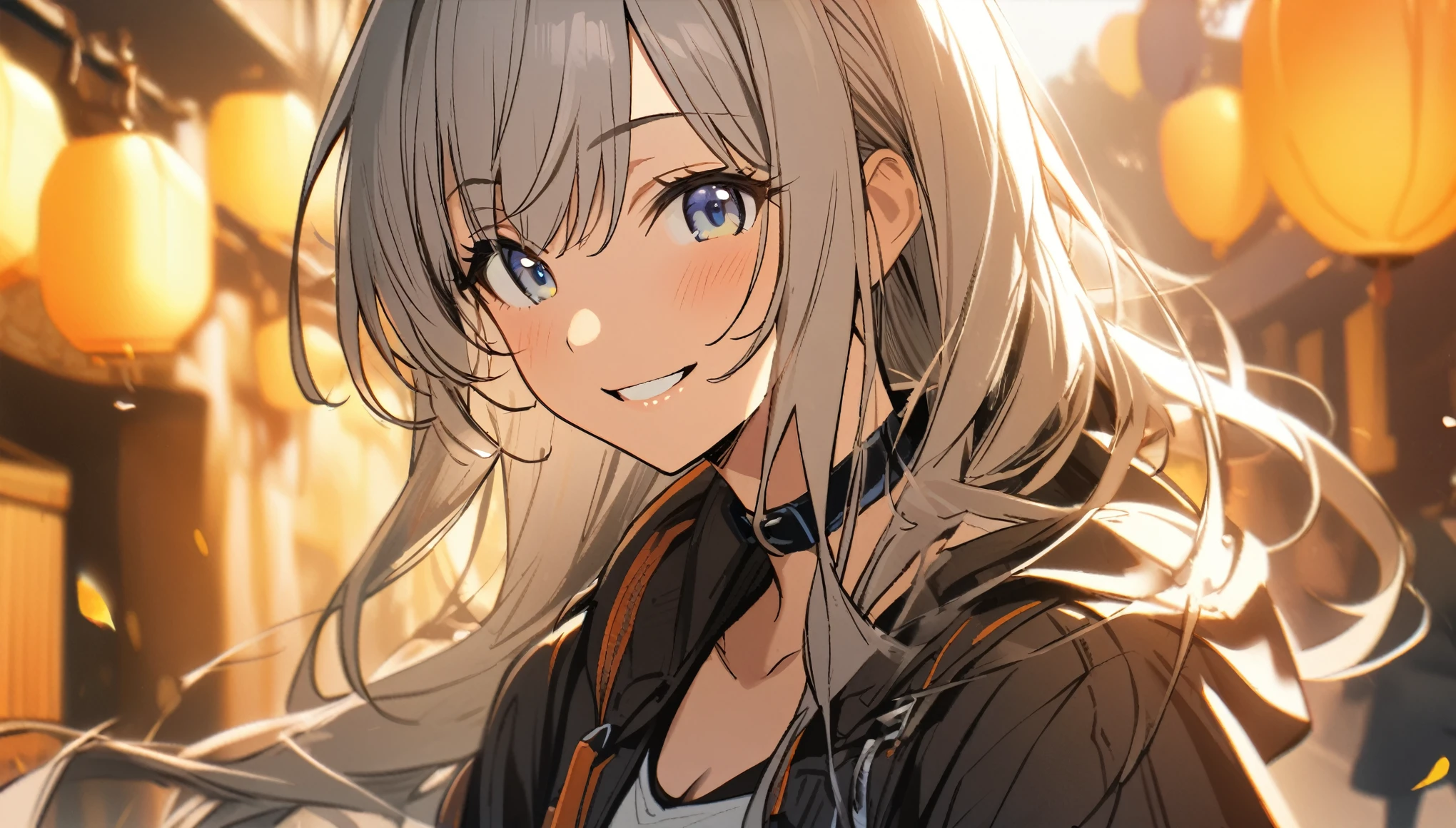 1 girl, smile